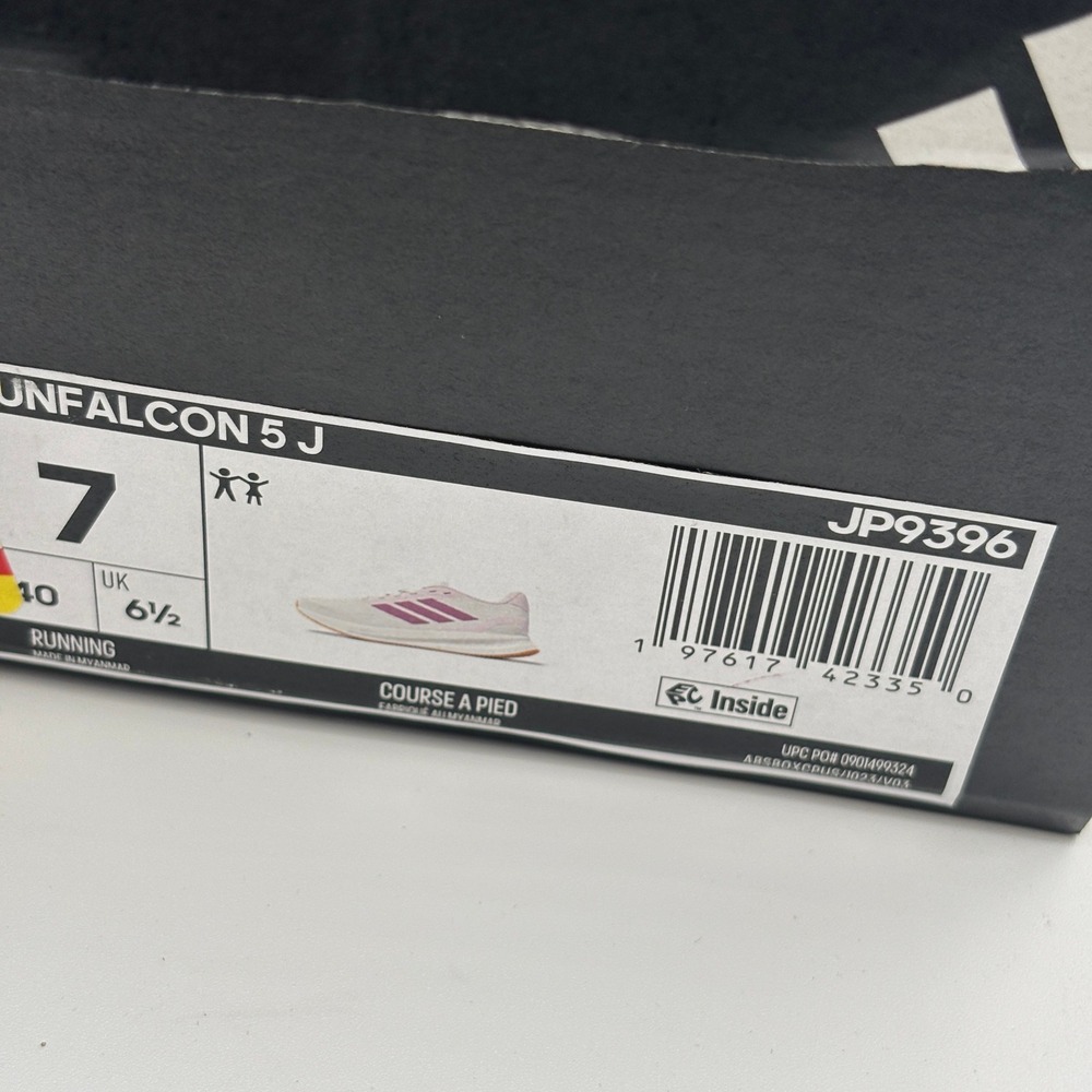 Adidas Runfalcon 5 J Shoes Kids Size 7 White Pink Running JP9396 - Picture 2 of 8